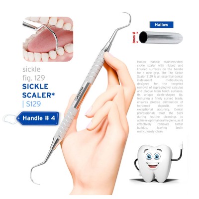 Dental Sickle Scaler 129, Posterior, Handle No. 4