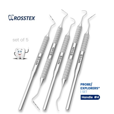 Dental Explorer & Probe Set, 5 Pcs