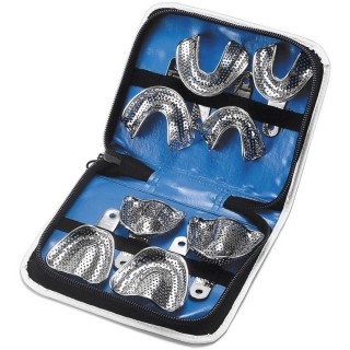 Impression Trays, Stainless Steel, Edentulous, Perforated, Rim Lock, Set/8