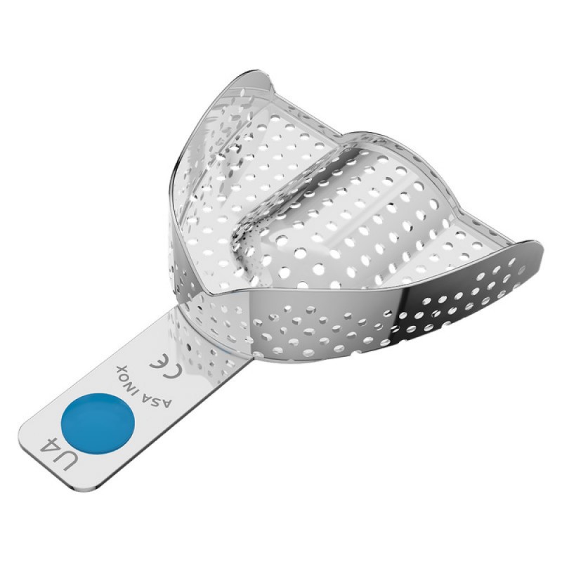 S.S. Perforated Regular Impression Tray With Retention Rim Upper Size 4