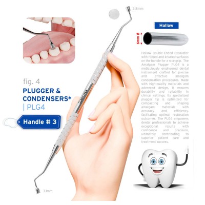 Dental Plugger/Condenser 4, Serrated, 2.8mm–3.1mm, Handle No. 3