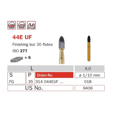 Finishing Carbide Bur, FG 018, Egg, 30 Flutes ISO No. 277