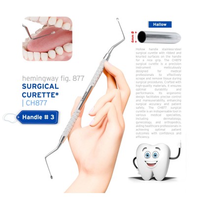 Dental Surgical Curette Hemingway 877, Handle No. 3