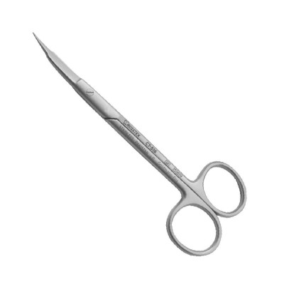 Surgical Scissor Goldmann-Fox, 11.5 cm, Curved/Serrated